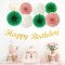 Sage-Green Pink Birthday Party-Decorations Paper-Flowers(Sage-green Pink)